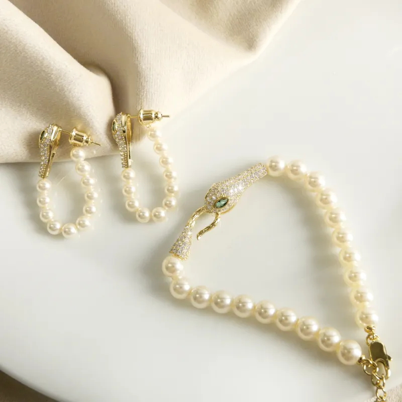 KEYS VIA Copper Alloy Synthetic Cubic Zirconia Faux Pearl Bracelet Gift Box Set Women's-4