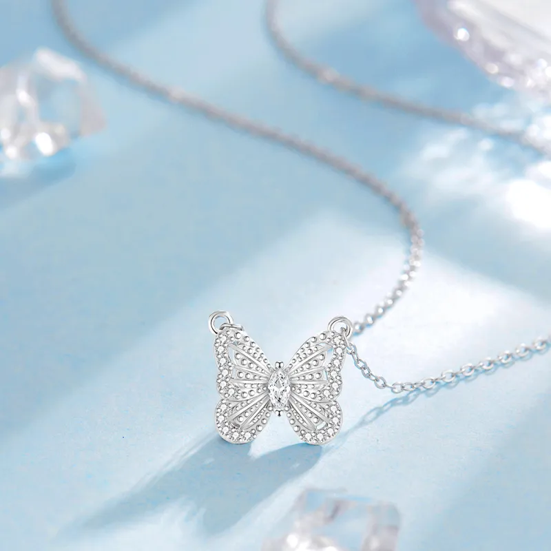 KEYS VIA S925 Sterling Silver Synthetic Cubic Zirconia Necklaces Women's Silver-3