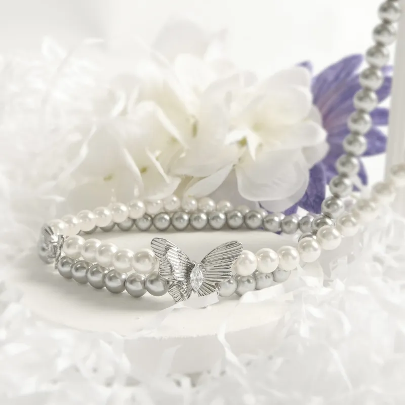 KEYS VIA Copper Alloy Synthetic Cubic Zirconia Faux Pearl Necklaces Women's-3