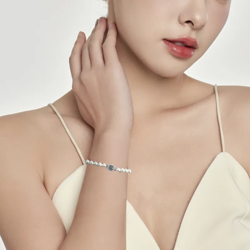 KEYS VIA Copper Alloy Synthetic Cubic Zirconia Chalcedony Faux Pearl Bracelets Women's-8