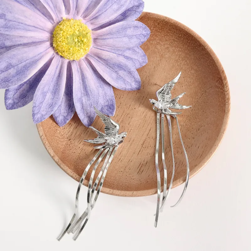KEYS VIA Copper Alloy Synthetic Cubic Zirconia 925 Sterling Silver Needle Earrings Women's-3