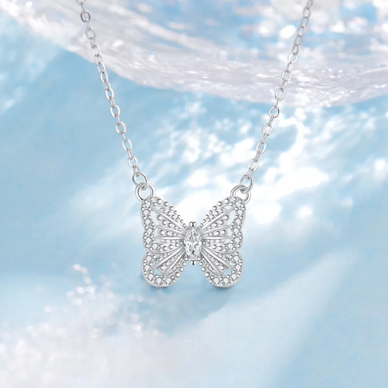 KEYS VIA S925 Sterling Silver Synthetic Cubic Zirconia Necklaces Women's Silver-1