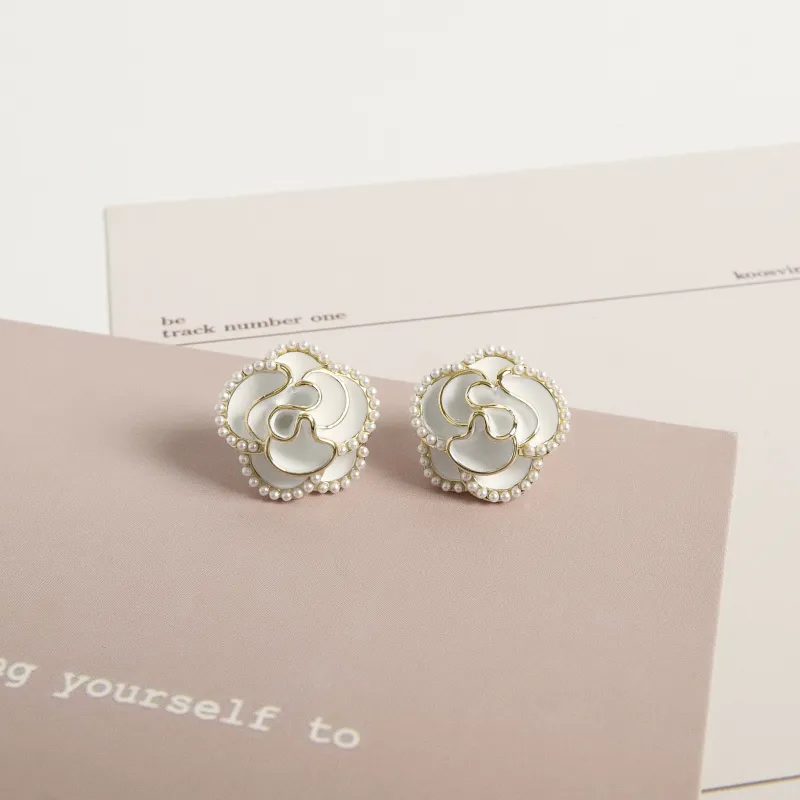 KEYS VIA Copper Alloy Faux Pearl S925 Sterling Silver Stud Earrings Women's-8