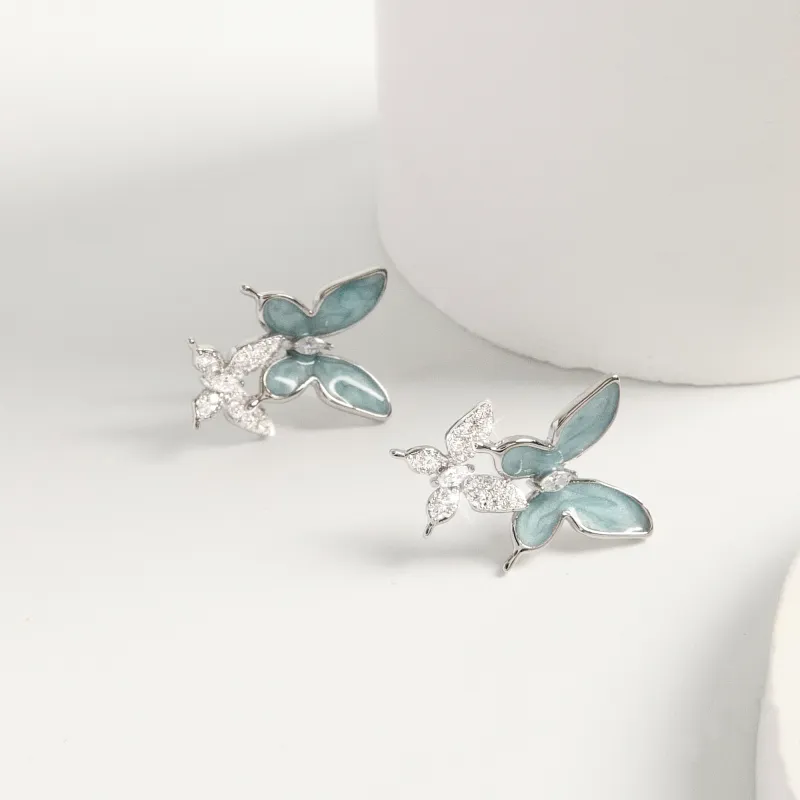 KEYS VIA S925 Silver Stud Earrings Women's-3