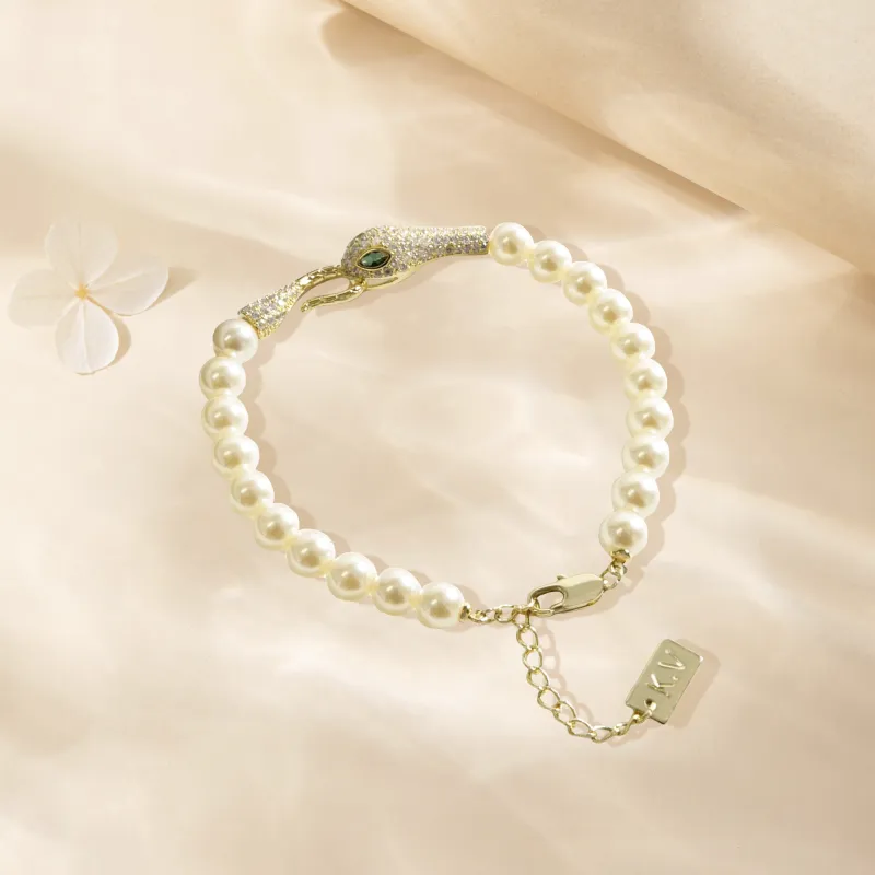 KEYS VIA Copper Alloy Synthetic Cubic Zirconia Faux Pearl Bracelet Gift Box Set Women's-1