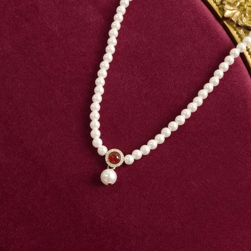 KEYS VIA Copper Alloy Faux Pearl Agate Synthetic Cubic Zirconia Necklaces Women's-2