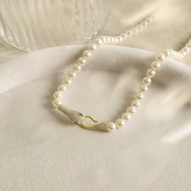 KEYS VIA Copper Alloy Synthetic Cubic Zirconia Faux Pearl Necklaces Women's-5