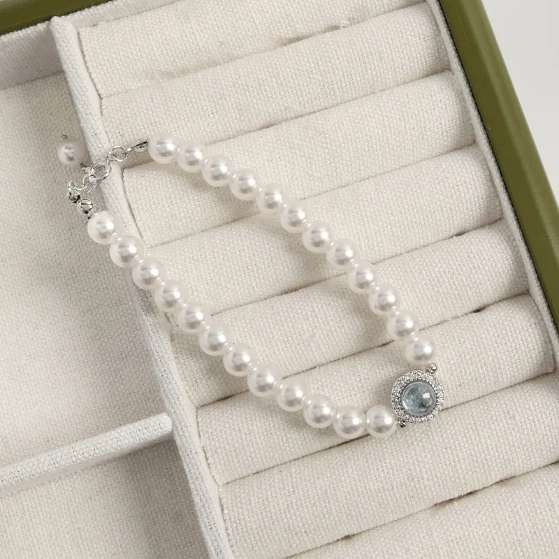 KEYS VIA Copper Alloy Synthetic Cubic Zirconia Chalcedony Faux Pearl Bracelets Women's-7
