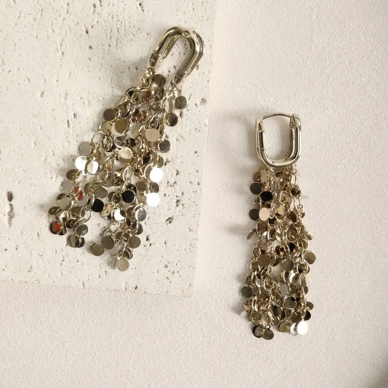 KEYS VIA Copper Alloy Steel Needle Sequins Hoop Earrings Women's-2