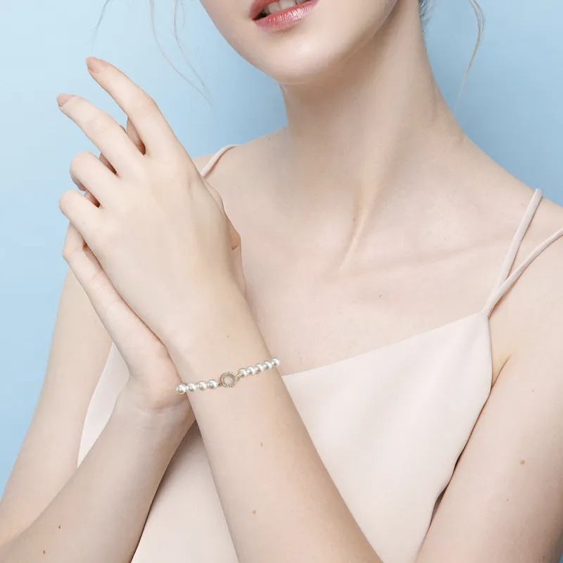 KEYS VIA Copper Alloy Synthetic Cubic Zirconia Chalcedony Faux Pearl Bracelets Women's-4