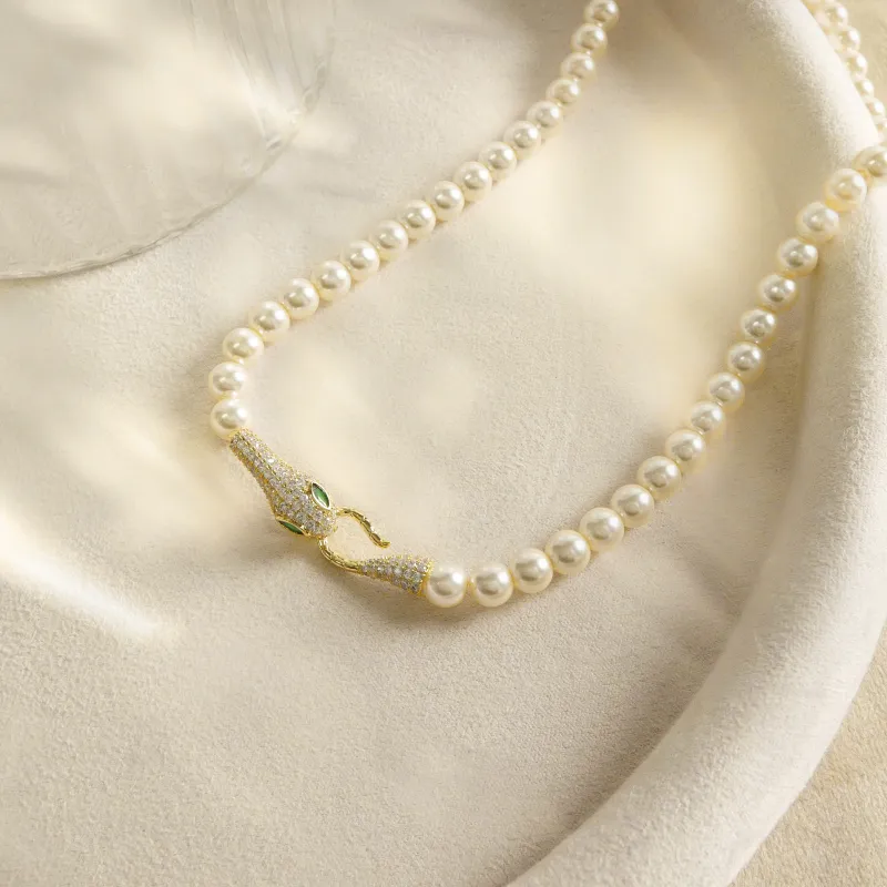 KEYS VIA Copper Alloy Synthetic Cubic Zirconia Faux Pearl Necklaces Women's-1