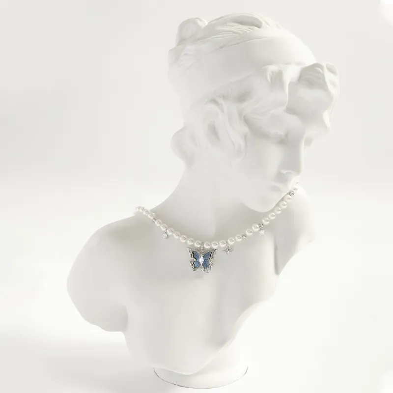 KEYS VIA Copper Alloy Synthetic Cubic Zirconia Fabric Faux Pearl Necklaces Women's-2