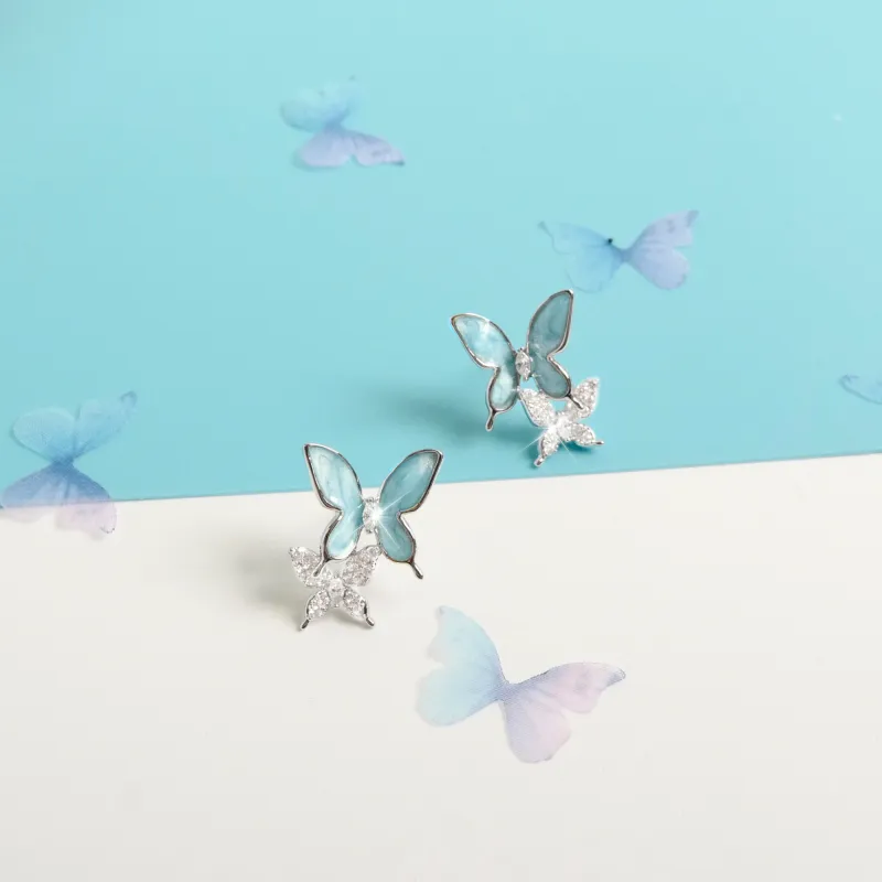 KEYS VIA S925 Silver Stud Earrings Women's-5