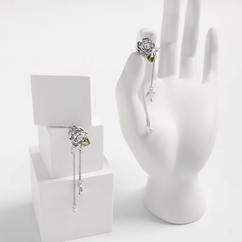 KEYS VIA Copper Alloy, Synthetic Cubic Zirconia S925 Sterling Silver Stud Earrings Women's-3