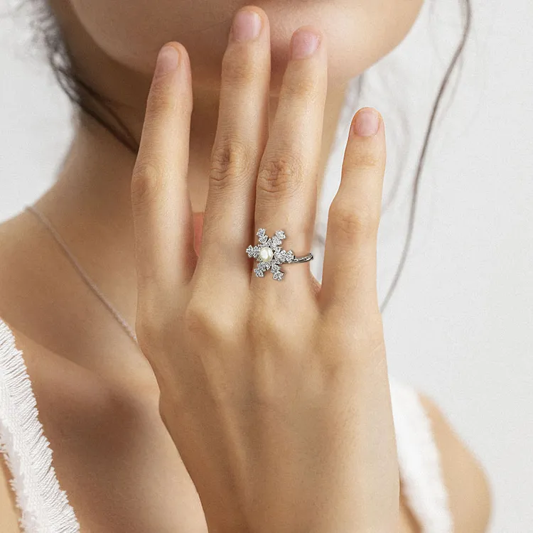KEYS VIA Copper Alloy Synthetic Cubic Zirconia Pearl Rings Women's-1