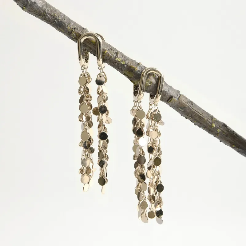 KEYS VIA Copper Alloy Steel Needle Sequins Hoop Earrings Women's-4