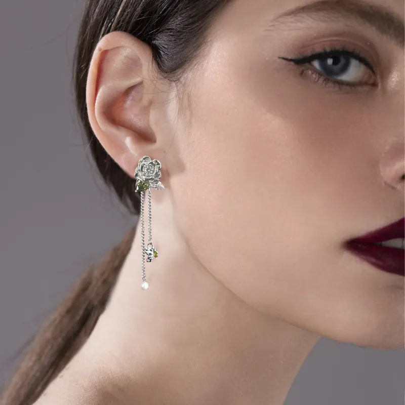 KEYS VIA Copper Alloy, Synthetic Cubic Zirconia S925 Sterling Silver Stud Earrings Women's-4
