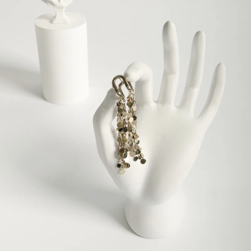 KEYS VIA Copper Alloy Steel Needle Sequins Hoop Earrings Women's-3