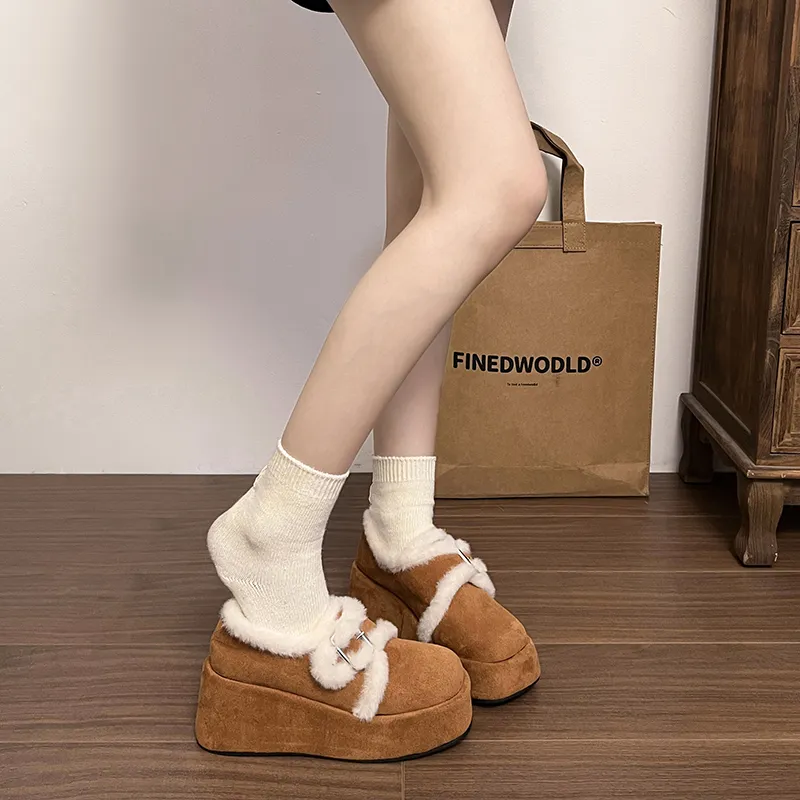 MXGM Warm Wear Resistant Height Increasing Slip Resistant Coverage Short Snow Boots Women's-1