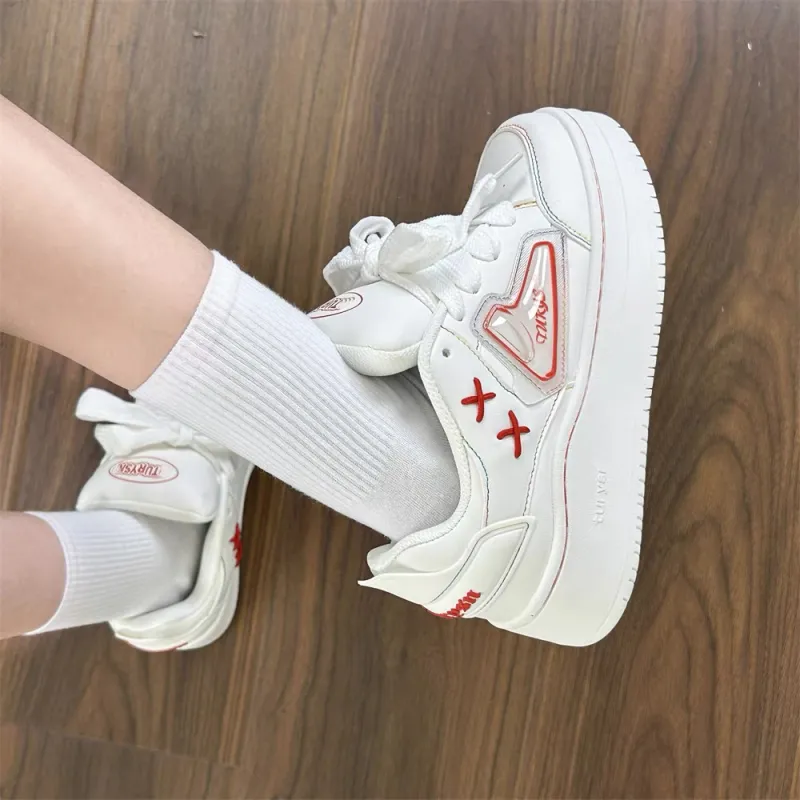 MXGM Slip Resistant Cushioning Abrasion Resistant Lightweight Breathable Low Top Skateboard Shoes Women's White Rainbow-4