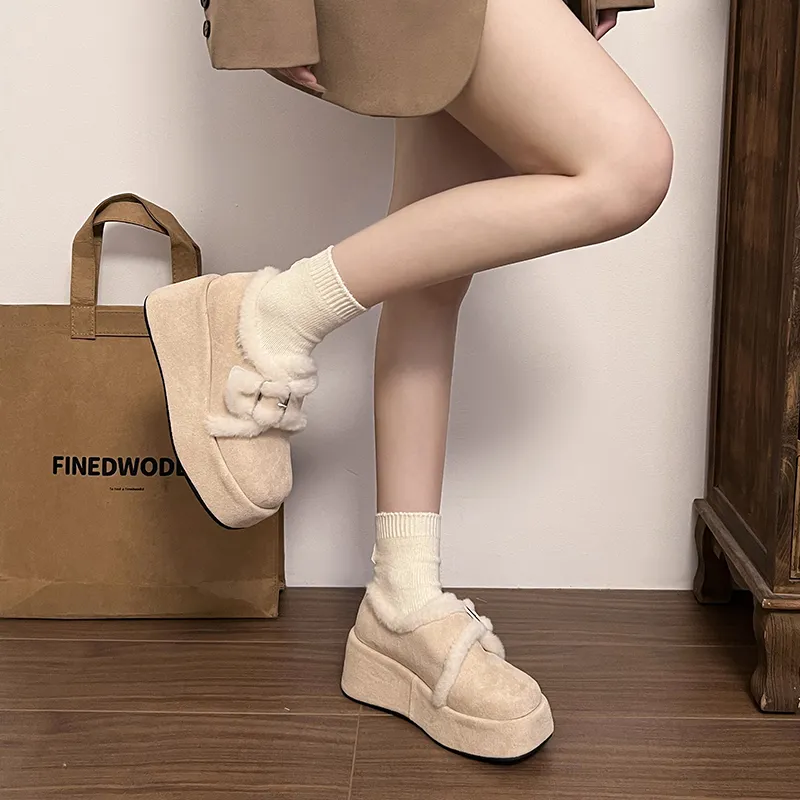 MXGM Warm Wear Resistant Height Increasing Slip Resistant Coverage Short Snow Boots Women's-13