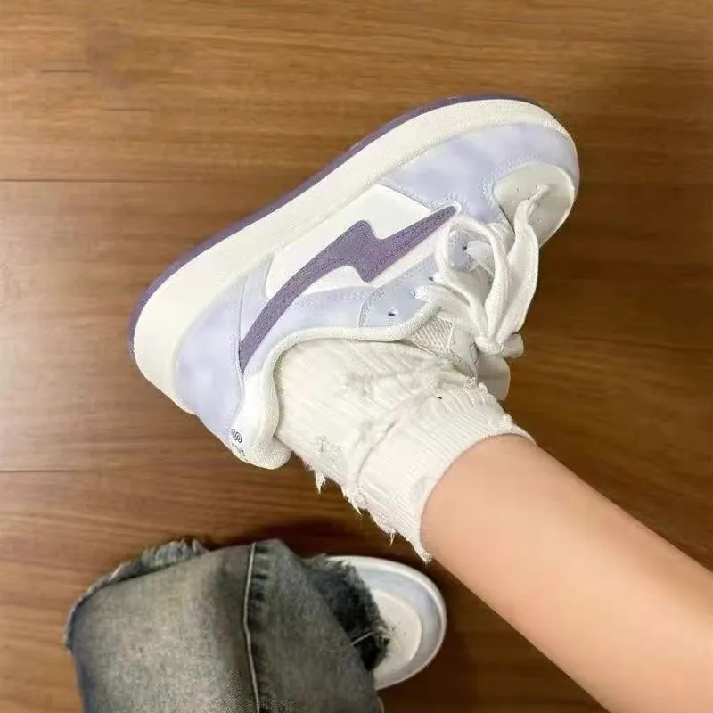 MXGM Warm Anti Slip And Wear Resistant Lightweight Height Increasing Low Top Skateboard Shoes Women's Lavender-4