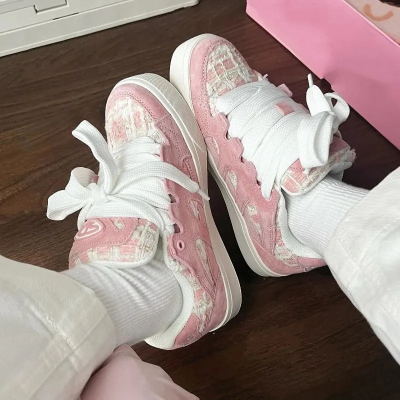 MXGM Anti-Slip Wear-Resistant Lightweight Breathable Low-Top Skateboard Shoes Women's Cherry Blossom Pink-1