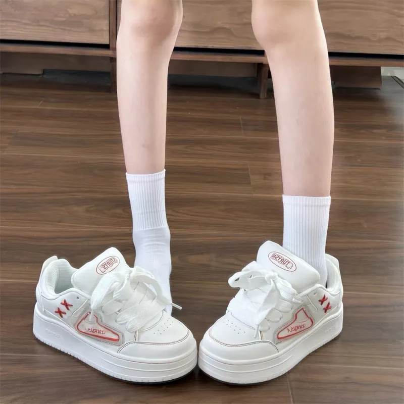 MXGM Slip Resistant Cushioning Abrasion Resistant Lightweight Breathable Low Top Skateboard Shoes Women's White Rainbow-6