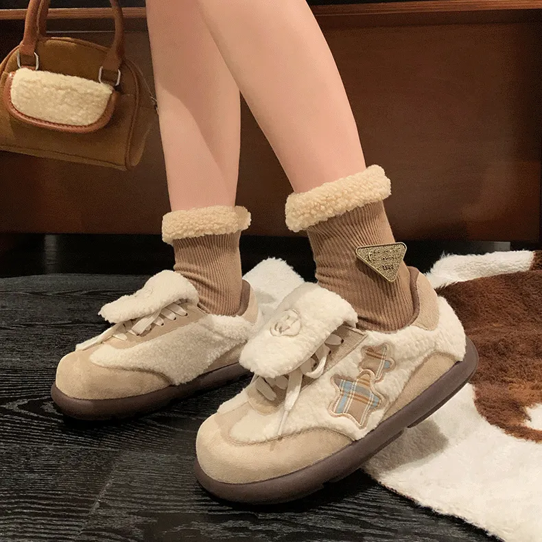 MXGM Anti Slip Wear Resistant Lightweight Warm Low Top Casual Shoes Women's-1