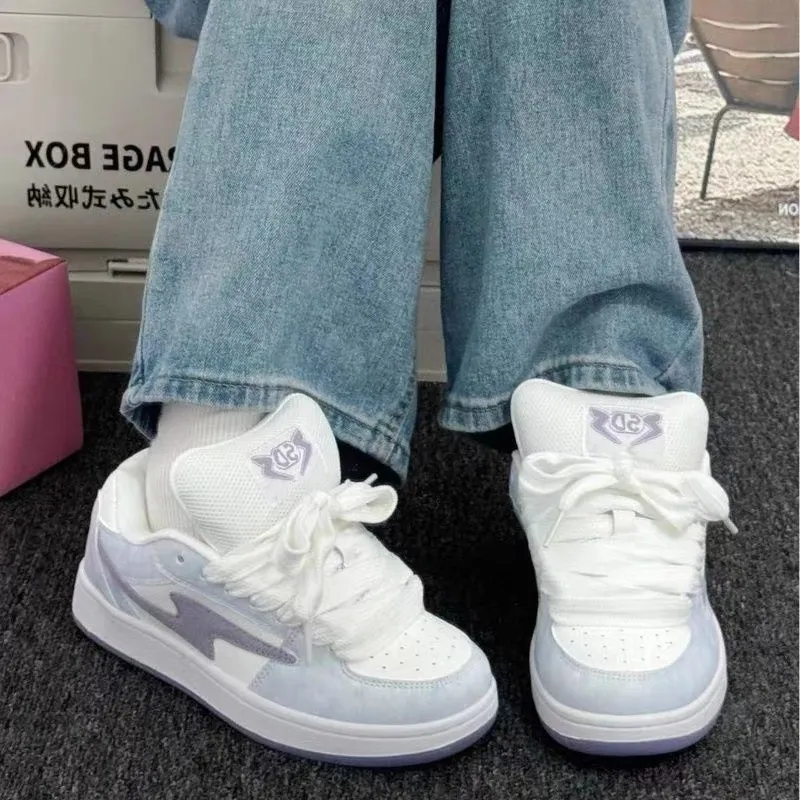 MXGM Warm Anti Slip And Wear Resistant Lightweight Height Increasing Low Top Skateboard Shoes Women's Lavender-5