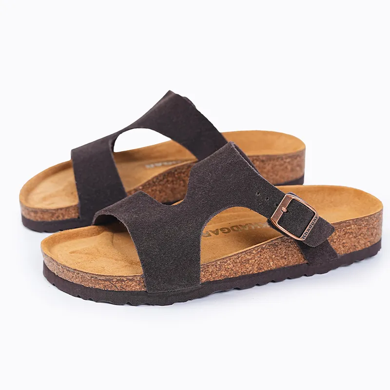 Khadgar EVA Rubber Sole Cork Sole Quiet Slip Resistant Abrasion Resistant Slide Slippers Women's-25