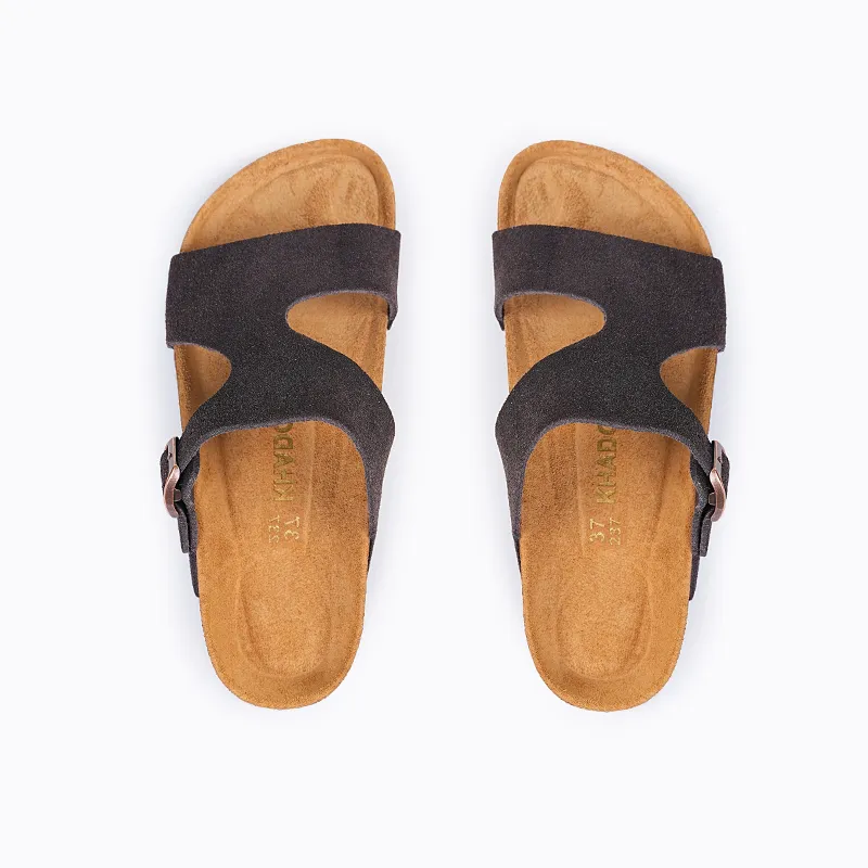 Khadgar EVA Rubber Sole Cork Sole Quiet Slip Resistant Abrasion Resistant Slide Slippers Women's-26