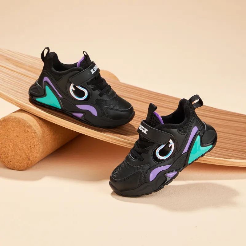 B.Duck Cushioned Wear Resistant Warm Low Top Kids Lifestyle Shoes Black Children Aged 3 7 Years Old-5