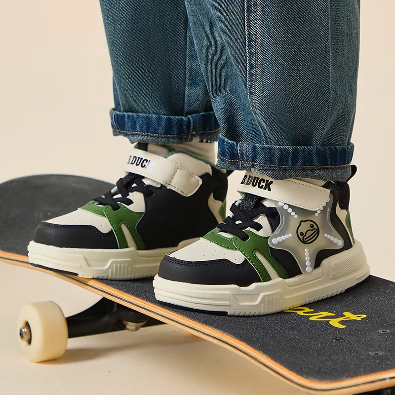 B.Duck Thermal High Top Kids' Skateboarding Shoes Children Aged 3 7 Years Old-9