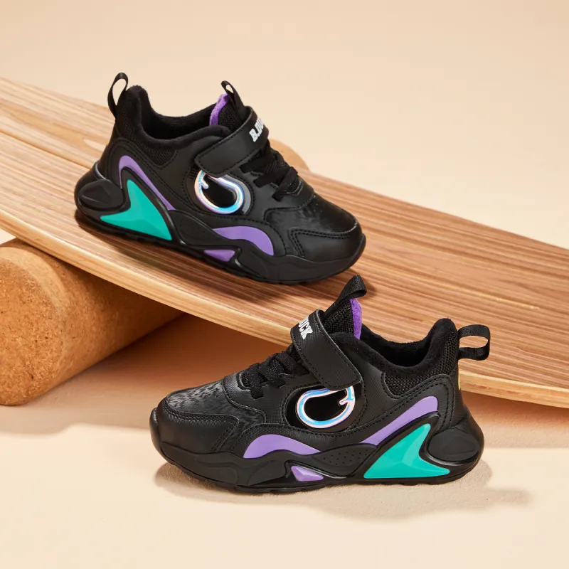 B.Duck Cushioned Wear Resistant Warm Low Top Kids Lifestyle Shoes Black Children Aged 3 7 Years Old-4