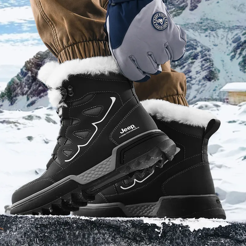 Jeep Warm Wear-Resistant Slip-Resistant Short Snow Boots Men's-12