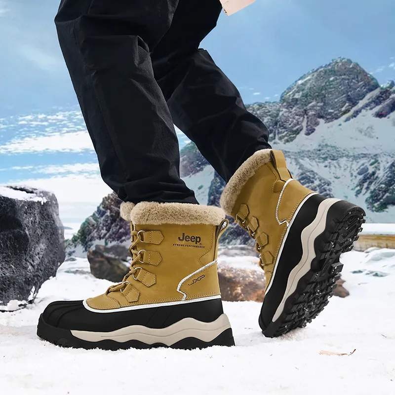 Jeep Warm Water-Resistant Wear-Resistant Cushioning Short Snow Boots Men's-13