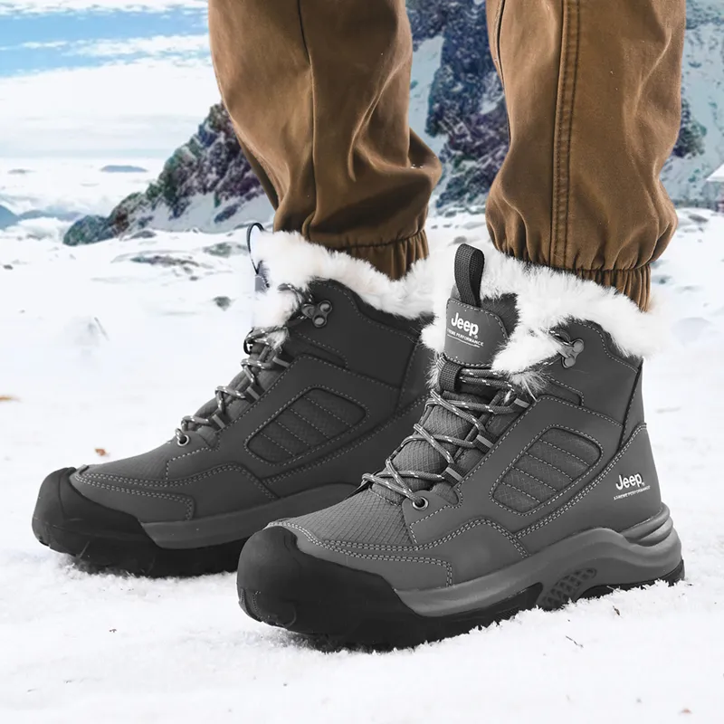 Jeep Warm Wear-Resistant Cushioning Short Snow Boots Men's-5