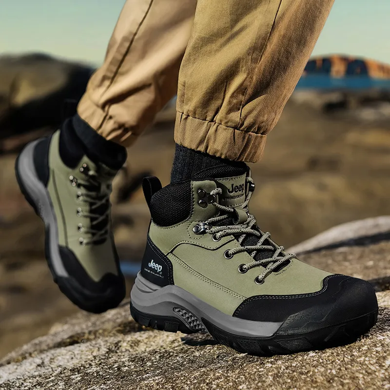 Jeep Martin Boots Men Gray Army Green Khaki-13
