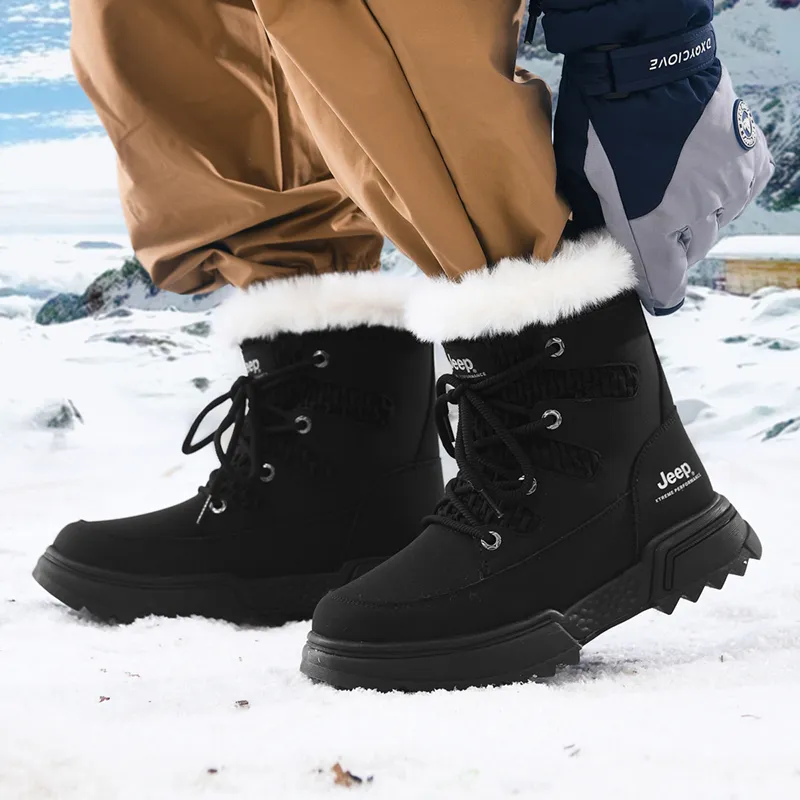 Jeep Warm Wear-Resistant Cushioning Short Snow Boots Men's-1