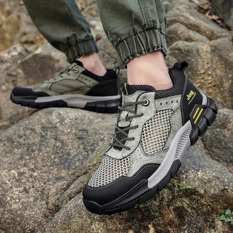 Jeep Fashion Sports Collection Shock Absorbers With Slip Resistant Features Low Top Hiking Shoes Men's-4