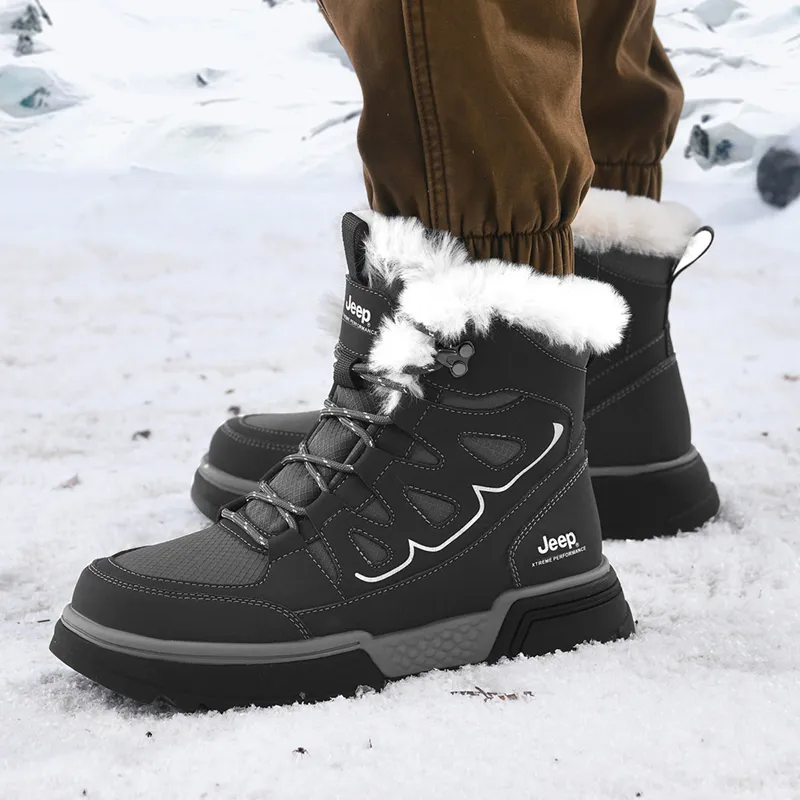 Jeep Warm Wear-Resistant Slip-Resistant Short Snow Boots Men's-5