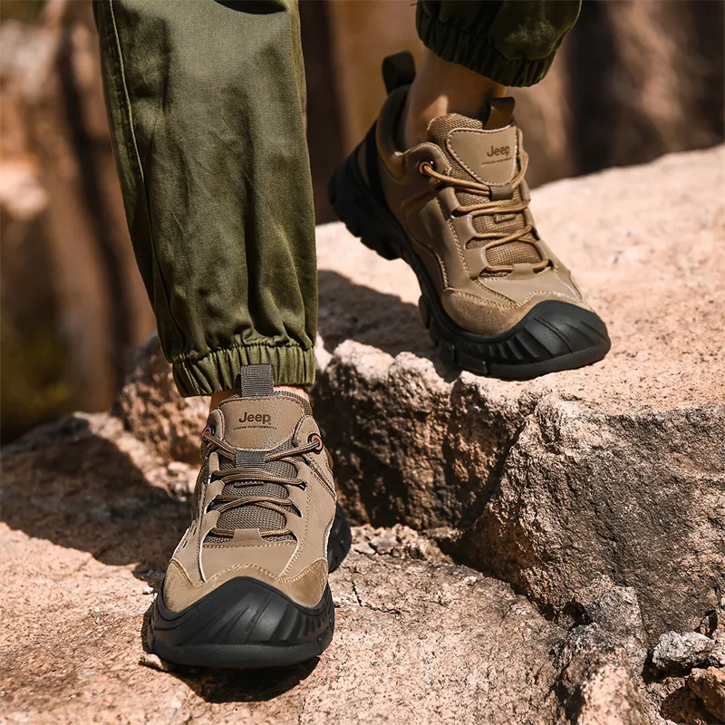 Jeep Outdoor Slip Resistant Abrasion Resistant Breathable Low Top Mountaineering & Hiking Shoes Men's-15