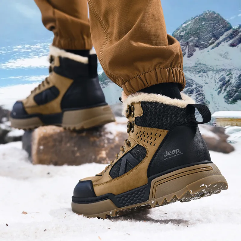 Jeep Martin Boots Men Khaki Brown Dark Gray-4