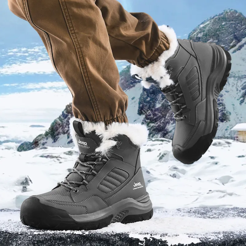 Jeep Warm Wear-Resistant Cushioning Short Snow Boots Men's-6
