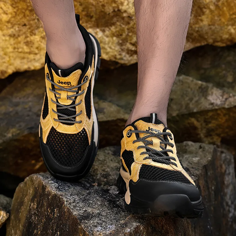 Jeep Fashion Sports Collection Shock Absorbers With Slip Resistant Features Low Top Hiking Shoes Men's-16