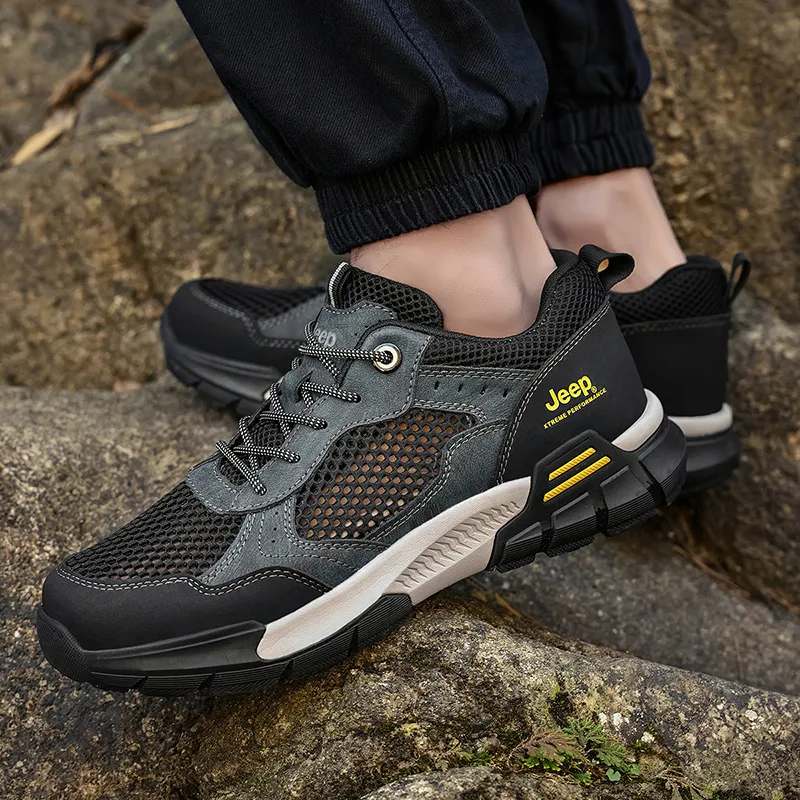 Jeep Fashion Sports Collection Shock Absorbers With Slip Resistant Features Low Top Hiking Shoes Men's-10
