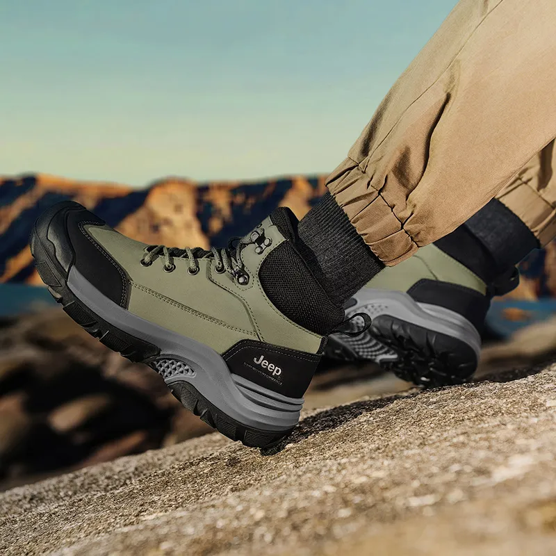 Jeep Martin Boots Men Gray Army Green Khaki-14