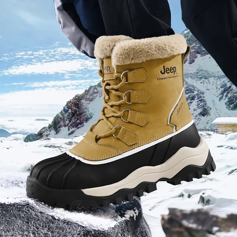 Jeep Warm Water-Resistant Wear-Resistant Cushioning Short Snow Boots Men's-12