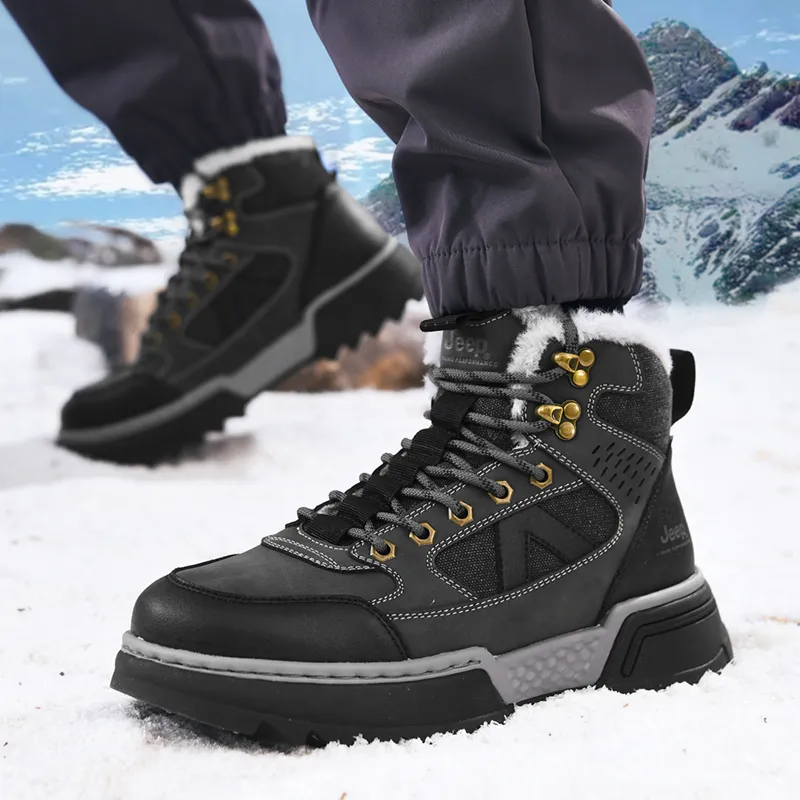 Jeep Martin Boots Men Khaki Brown Dark Gray-13